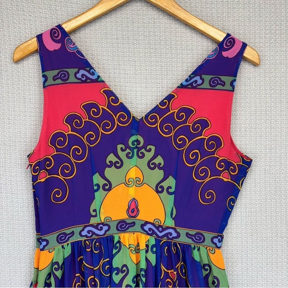 Modcloth Boho Indigo Muster the Length Maxi Dress Multicolor V-Neck S Festival - Picture 10 of 13